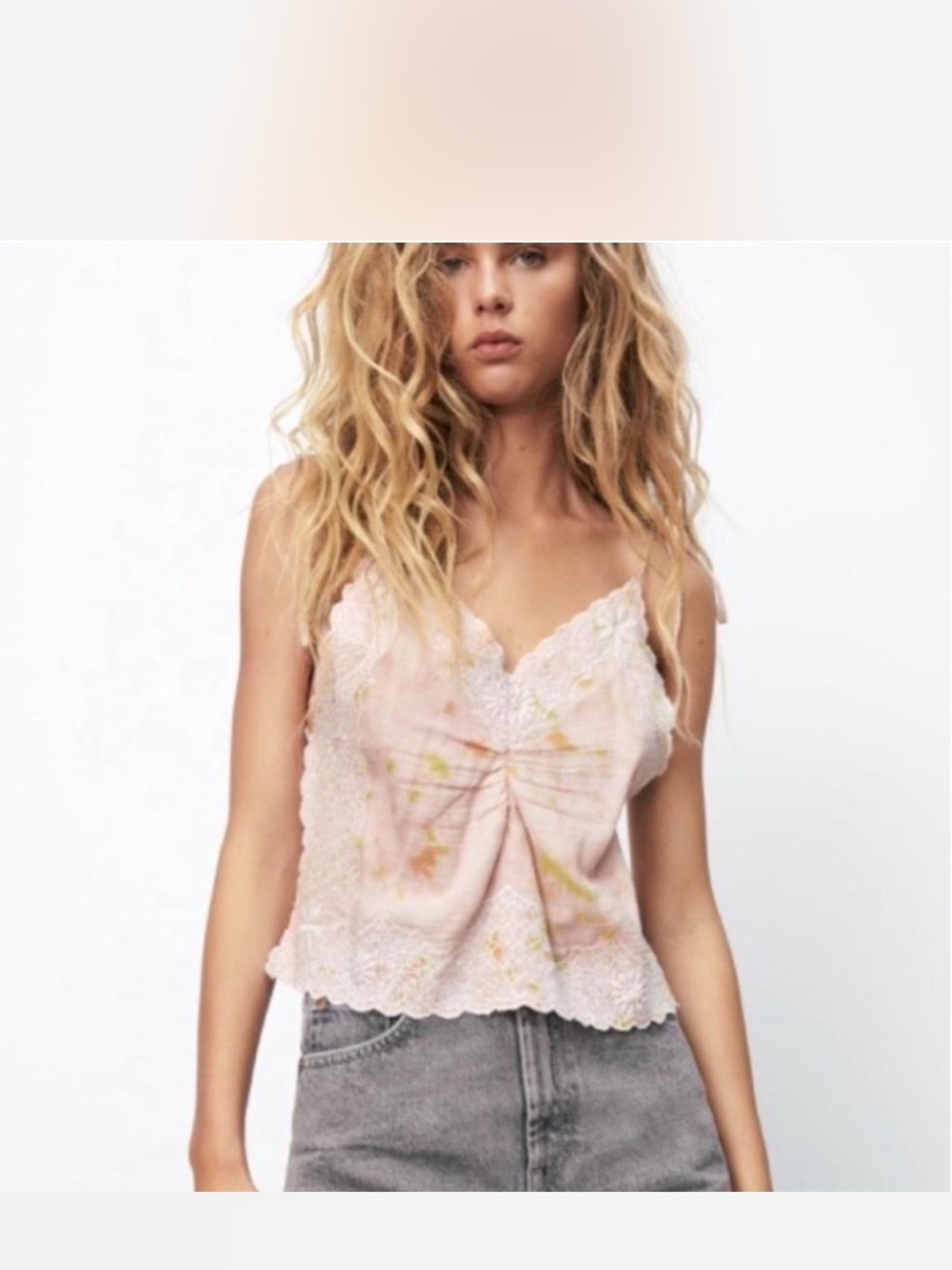 Zara Light Pink Embroidered Top